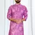 Magenta soft cotton printed kurta with white cotton pajama