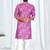 Magenta soft cotton printed kurta with white cotton pajama