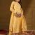 Women yellow chanderi woven design straight kurta trouser with dupatta