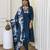 Teal teal embroidered chinnon kurti with pant & dupatta set