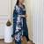 Teal teal embroidered chinnon kurti with pant & dupatta set
