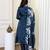 Teal teal embroidered chinnon kurti with pant & dupatta set