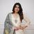 Off white beige viscose chanderi embroidered kurti pant & dupatta set