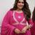 Pink muslin cotton embroidered anarkali gown with bottom & chanderi dupatta set