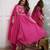 Pink muslin cotton embroidered anarkali gown with bottom & chanderi dupatta set