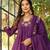 Wine embroidered rayon slub anarkali kurta with bottom & chanderi dupatta set