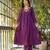 Wine embroidered rayon slub anarkali kurta with bottom & chanderi dupatta set