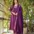 Wine embroidered rayon slub anarkali kurta with bottom & chanderi dupatta set