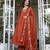 Rust orange embroidered rayon slub anarkali kurta with pant & chanderi cotton dupatta set
