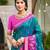 Sangam prints teal blue silk woven work traditional saree