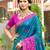 Sangam prints teal blue silk woven work traditional saree
