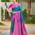 Sangam prints teal blue silk woven work traditional saree