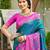 Sangam prints teal blue silk woven work traditional saree