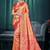 Sangam prints orange kanjivaram silk woven work traditional saree