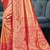 Sangam prints orange kanjivaram silk woven work traditional saree