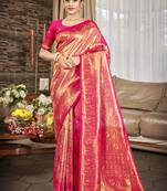 Sangam prints pink   kanjivaram silk woven work traditional saree