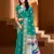 Sangam prints teal green silk with digital pallu woven work traditional saree