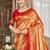 Sangam prints crimson red kanjivaram silk woven work traditional saree