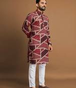 Traditional festive wear motifs men's readymade kurta pyjama