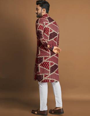 Traditional festive wear motifs men's readymade kurta pyjama 2