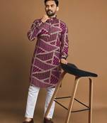 Traditional festive wear motifs men's readymade kurta pyjama