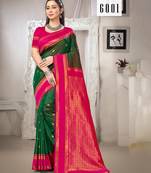 Sangam prints green silk woven work traditional saree