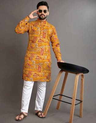 Traditional festive wear motifs men's readymade kurta pyjama 1