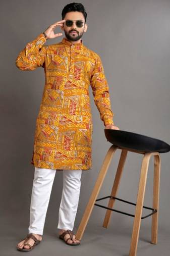 Traditional festive wear motifs men's readymade kurta pyjama