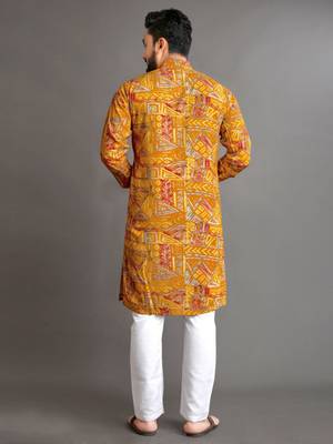 Traditional festive wear motifs men's readymade kurta pyjama 3