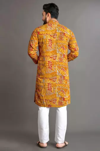 Traditional festive wear motifs men's readymade kurta pyjama