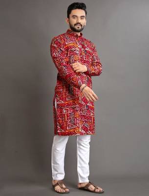 Traditional festive wear motifs men's readymade kurta pyjama 1