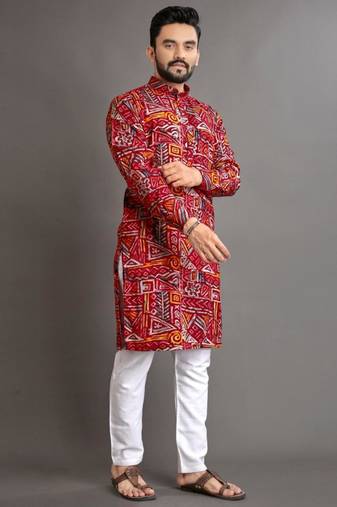 Traditional festive wear motifs men's readymade kurta pyjama