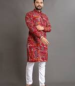 Traditional festive wear motifs men's readymade kurta pyjama