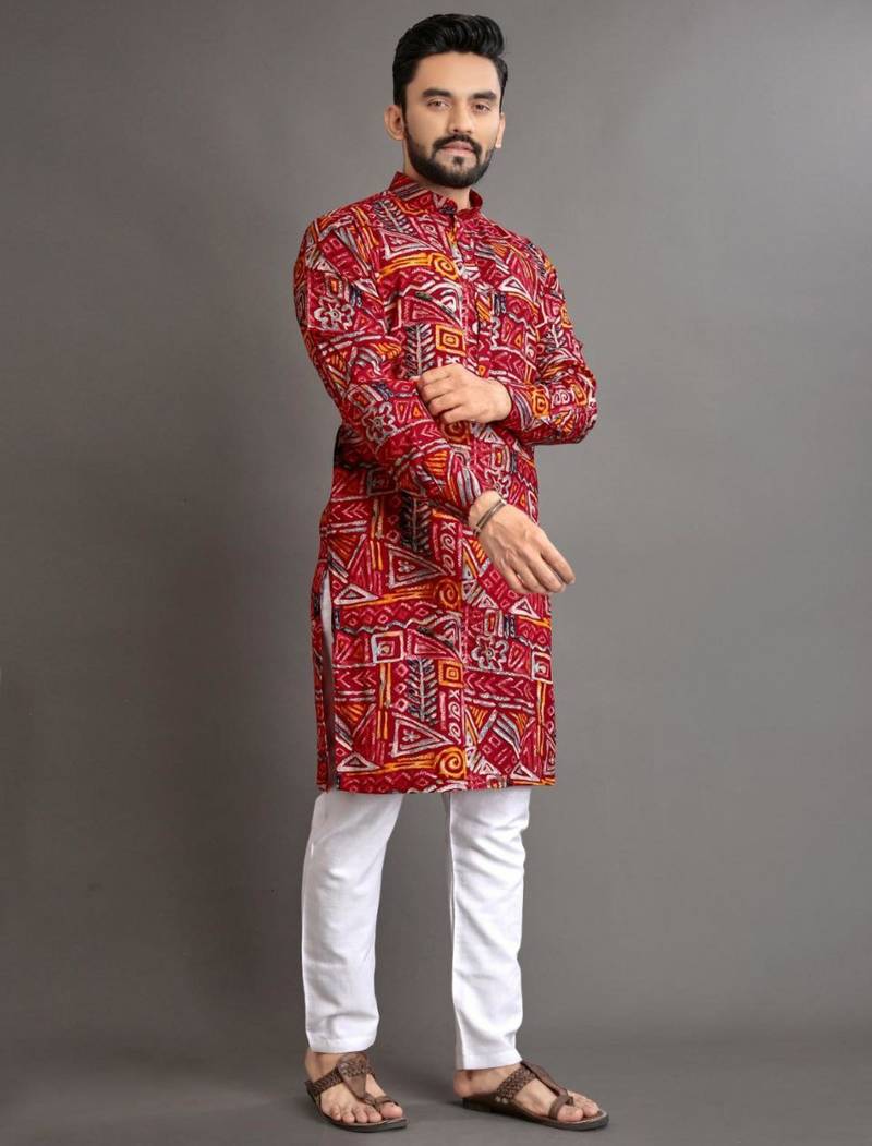 Traditional festive wear motifs men's readymade kurta pyjama