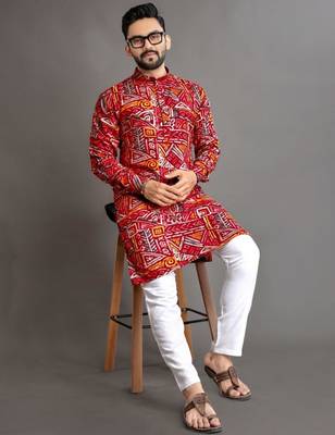 Traditional festive wear motifs men's readymade kurta pyjama 2