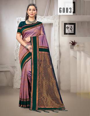 Sangam prints purple silk woven work traditional saree 1