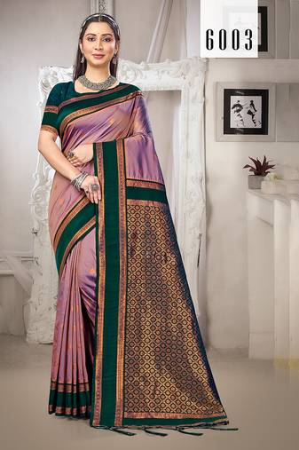 Sangam prints purple silk woven work traditional saree
