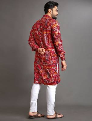 Traditional festive wear motifs men's readymade kurta pyjama 4