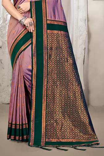 Sangam prints purple silk woven work traditional saree