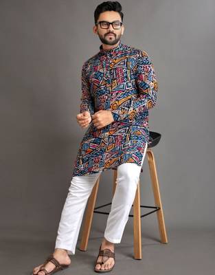 Traditional festive wear motifs men's readymade kurta pyjama 1