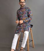 Traditional festive wear motifs men's readymade kurta pyjama