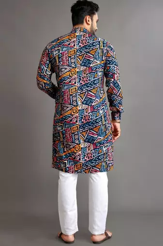 Traditional festive wear motifs men's readymade kurta pyjama
