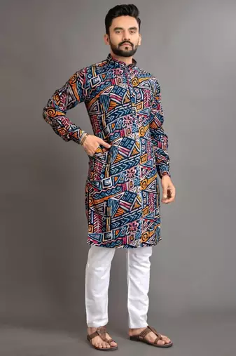 Traditional festive wear motifs men's readymade kurta pyjama