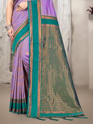 Sangam prints lavender silk woven work traditional saree 3