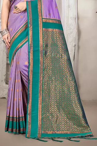 Sangam prints lavender silk woven work traditional saree