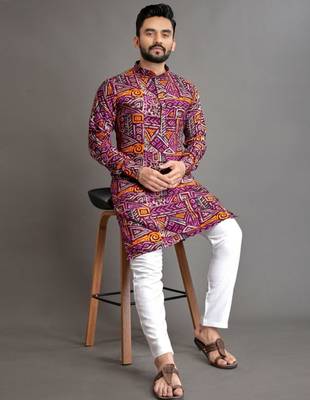 Traditional festive wear motifs men's readymade kurta pyjama 1