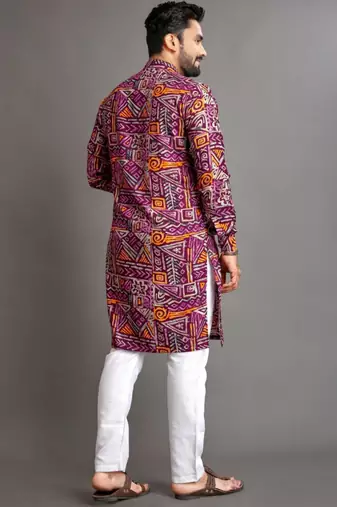 Traditional festive wear motifs men's readymade kurta pyjama