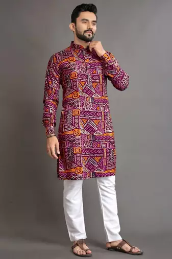 Traditional festive wear motifs men's readymade kurta pyjama