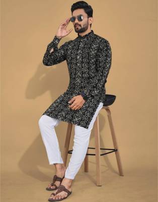 Traditional festive wear motifs men's readymade kurta pyjama 1