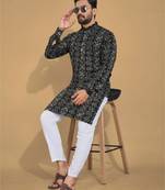 Traditional festive wear motifs men's readymade kurta pyjama